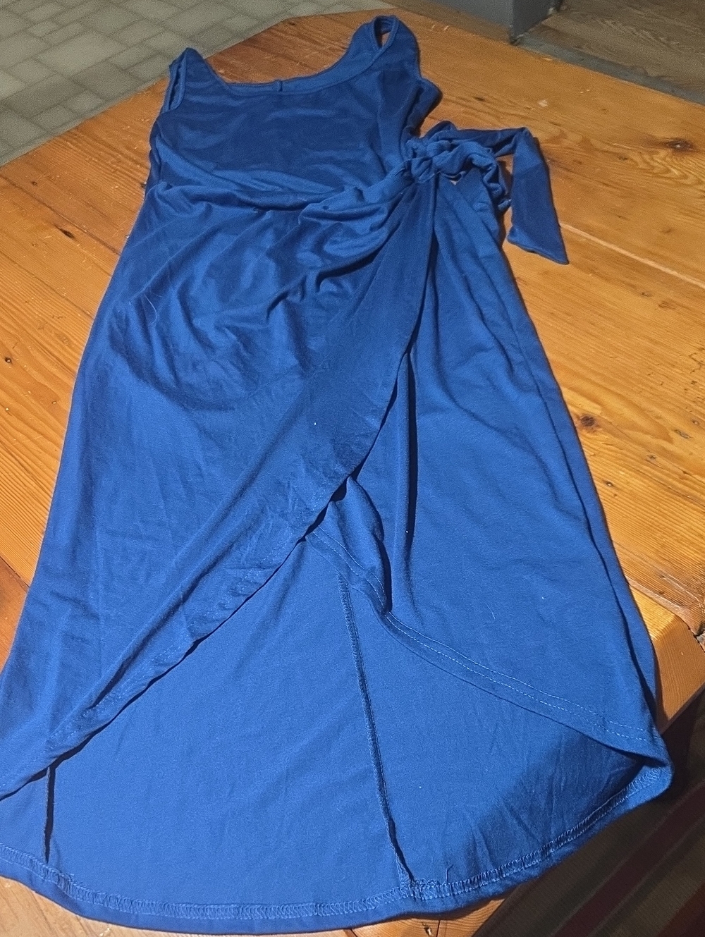 Salanta Sz Xl Blue Sleeveless Wrap-Front Maxi Dress